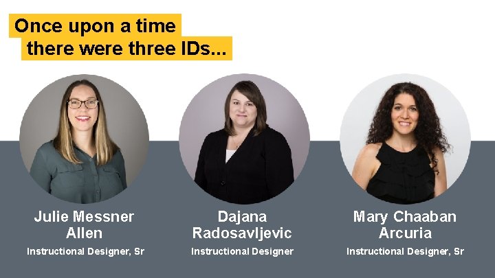 Once upon a time there were three IDs. . . Julie Messner Allen Dajana