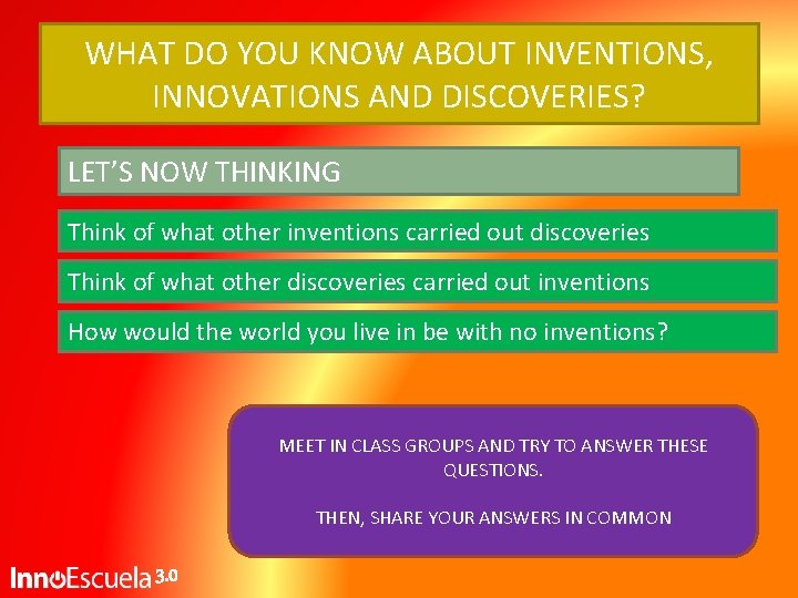 WHAT DO YOU KNOW ABOUT INVENTIONS, INNOVATIONS AND DISCOVERIES? LET’S NOW THINKING Think of WHAT DO YOU KNOW ABOUT INVENTIONS, INNOVATIONS AND DISCOVERIES? LET’S NOW THINKING Think of