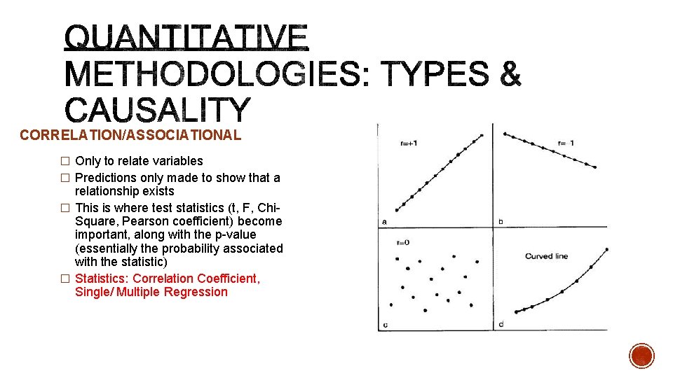 CORRELATION/ASSOCIATIONAL � Only to relate variables � Predictions only made to show that a