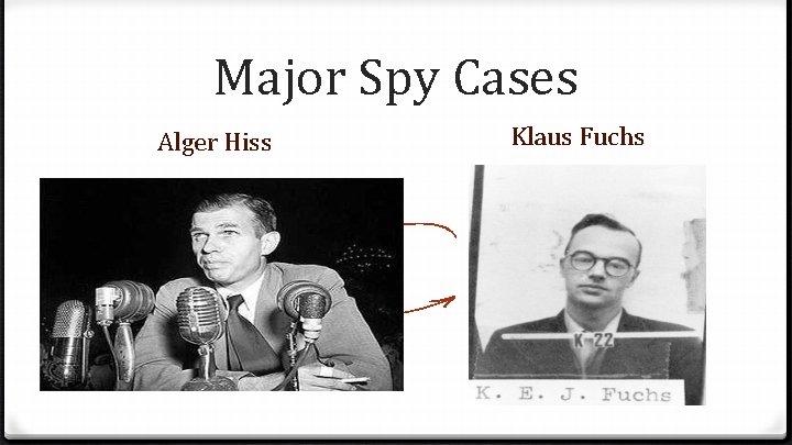 Major Spy Cases Alger Hiss Klaus Fuchs 
