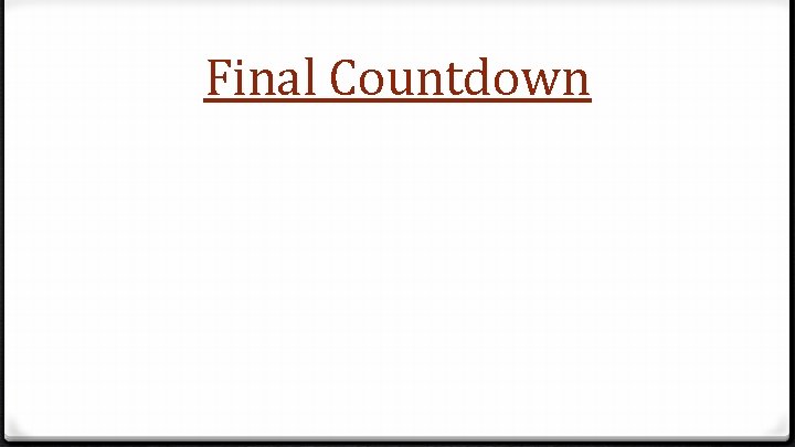 Final Countdown 