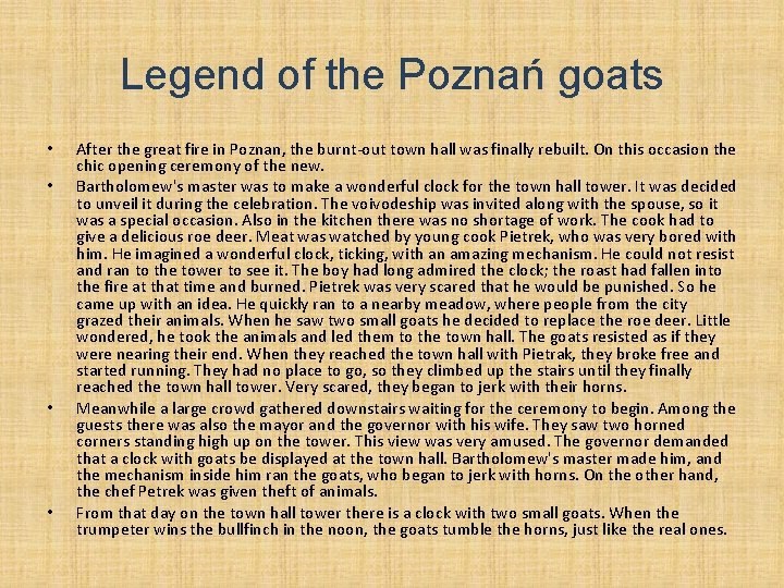 Legend of the Poznań goats • • After the great fire in Poznan, the