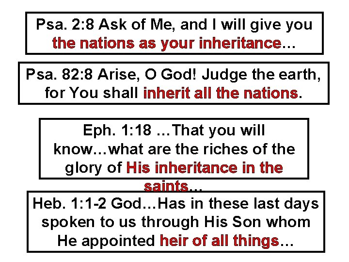 Psa. 2: 8 Ask of Me, and I will give you the nations as