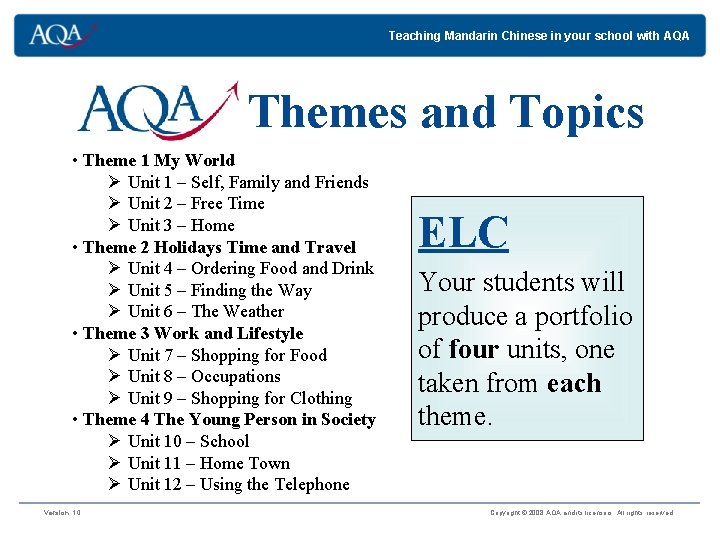 Teaching Mandarin Chinese in your school with AQA Themes and Topics • Theme 1 Teaching Mandarin Chinese in your school with AQA Themes and Topics • Theme 1