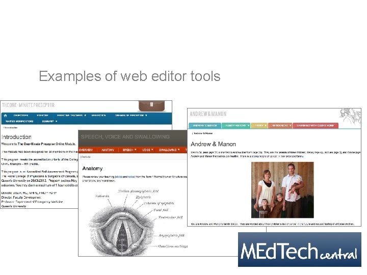 Examples of web editor tools 