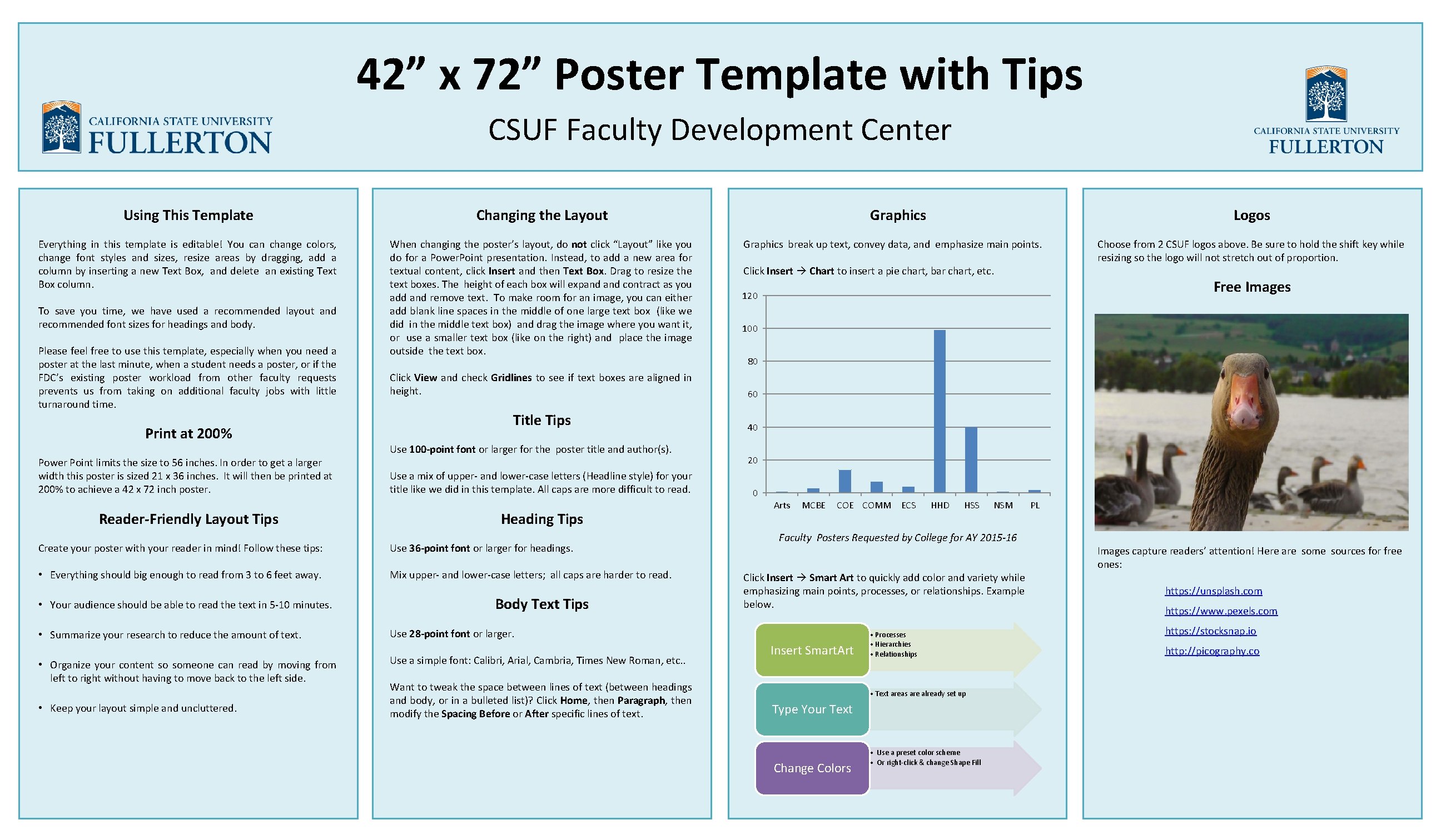 42” x 72” Poster Template with Tips CSUF Faculty Development Center Using This Template