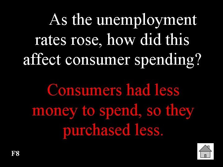 As the unemployment rates rose, how did this affect consumer spending? Consumers had less