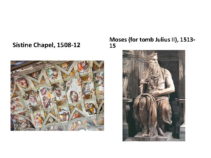 Sistine Chapel, 1508 -12 Moses (for tomb Julius II), 151315 