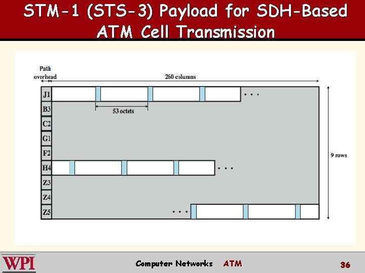 STM-1 (STS-3) Payload for SDH-Based ATM Cell Transmission Computer Networks ATM 36 