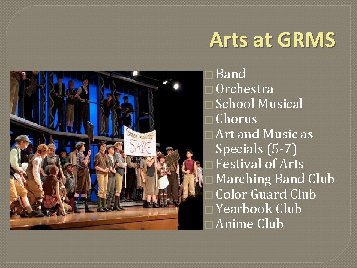 Arts at GRMS � Band � Orchestra � School � Chorus � Art Musical