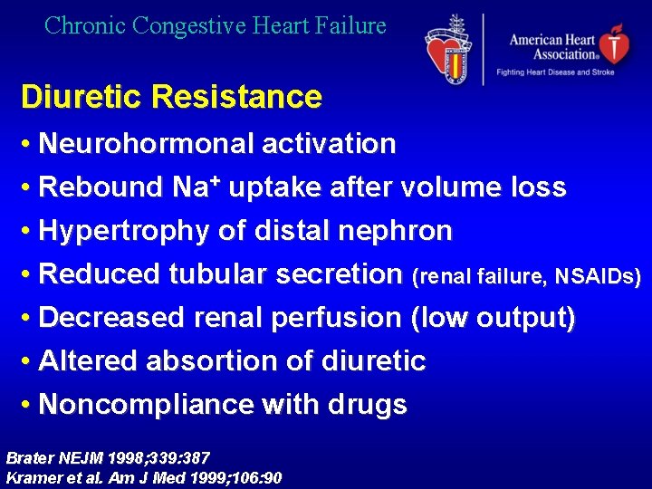 Chronic Congestive Heart Failure Diuretic Resistance • Neurohormonal activation • Rebound Na+ uptake after