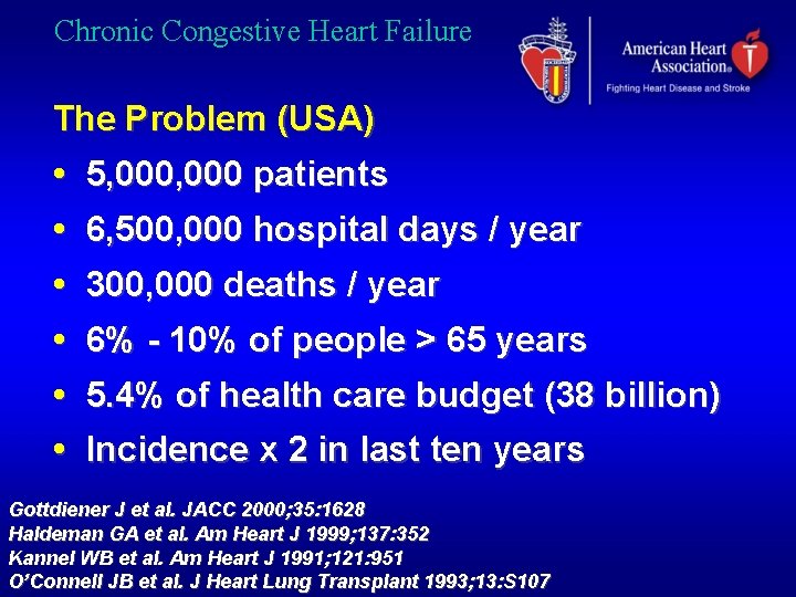 Chronic Congestive Heart Failure The Problem (USA) • 5, 000 patients • 6, 500,