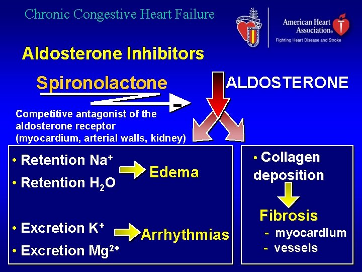 Chronic Congestive Heart Failure Aldosterone Inhibitors Spironolactone - ALDOSTERONE Competitive antagonist of the aldosterone