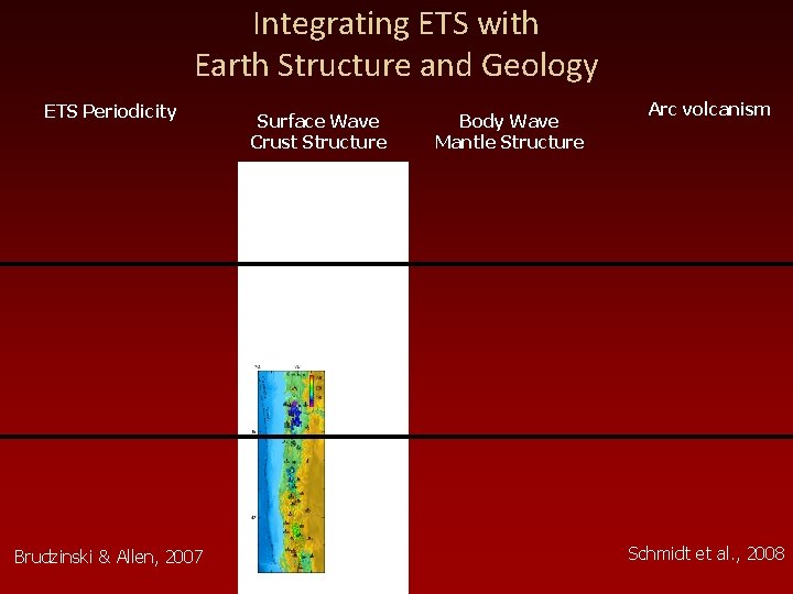 Integrating ETS with Earth Structure and Geology ETS Periodicity Brudzinski & Allen, 2007 Surface