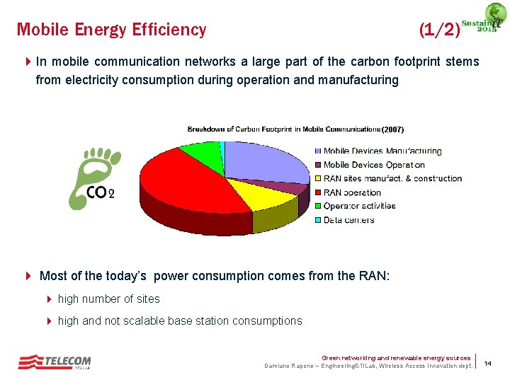 Mobile Energy Efficiency (1/2) 4 In mobile communication networks a large part of the