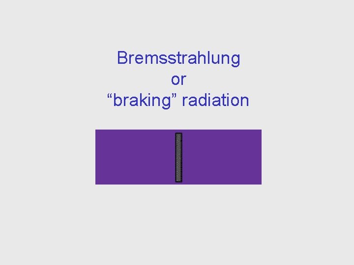 Bremsstrahlung or “braking” radiation 