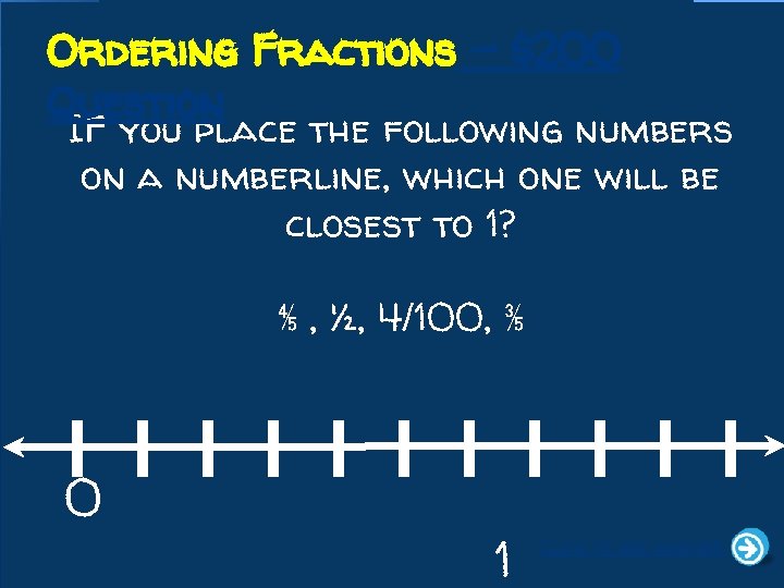Ordering Fractions - $200 Question IF you place the following numbers on a numberline,