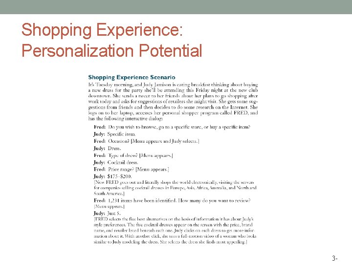 Shopping Experience: Personalization Potential 3 - 