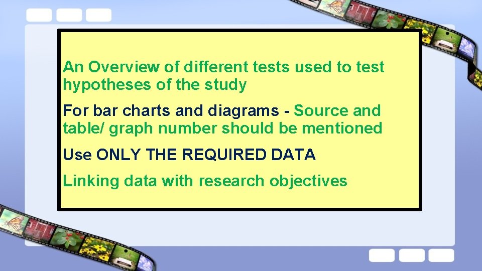 An Overview of different tests used to test hypotheses of the study For bar An Overview of different tests used to test hypotheses of the study For bar