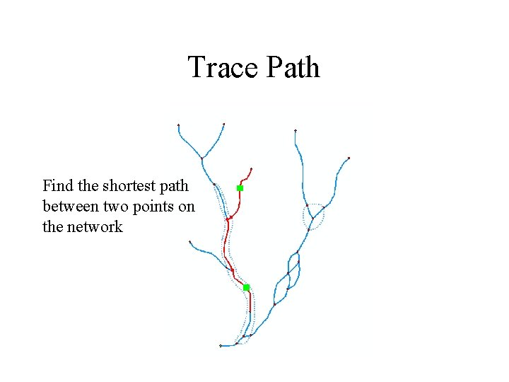 Trace Path Find the shortest path between two points on the network 