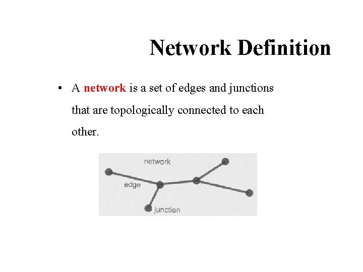 Network Definition • A network is a set of edges and junctions that are