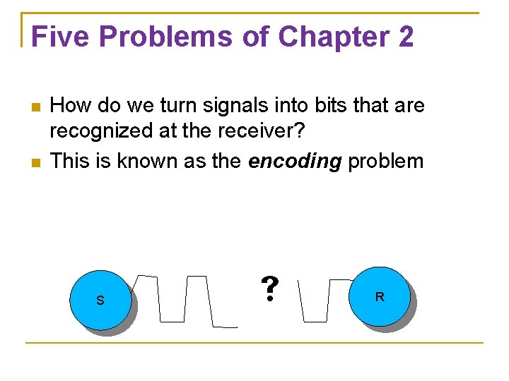 Five Problems of Chapter 2 How do we turn signals into bits that are