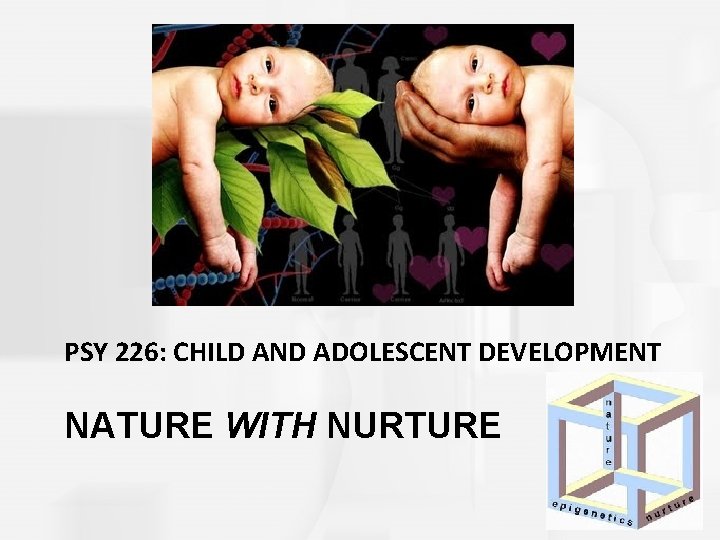 PSY 226: CHILD AND ADOLESCENT DEVELOPMENT NATURE WITH NURTURE 