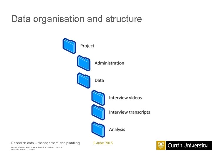 Data organisation and structure Research data – management and planning Curtin University is a