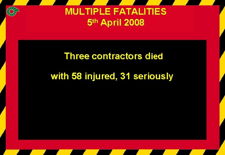 FATALITY MULTIPLE FATALITIES 5 th 2008 5 th. APRIL April 2008 Three contractors died