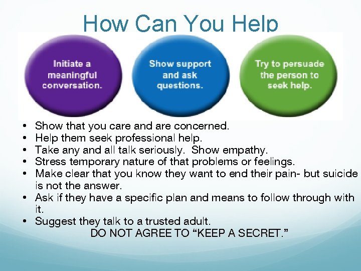 How Can You Help Show that you care and are concerned. Help them seek