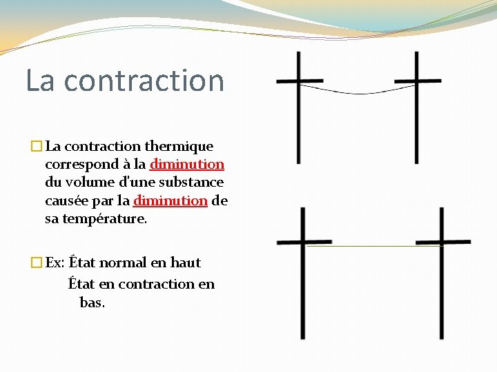 La contraction �La contraction thermique correspond à la diminution du volume d'une substance causée La contraction �La contraction thermique correspond à la diminution du volume d'une substance causée