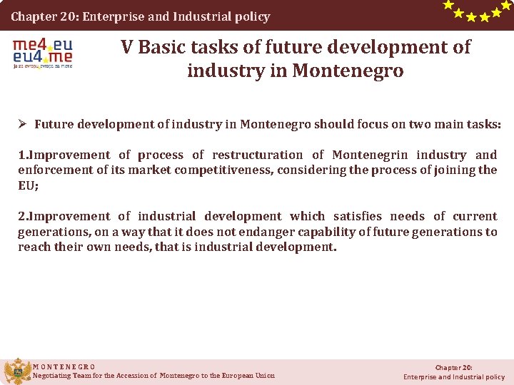 Chapter 20: Enterprise and Industrial policy V Basic tasks of future development of industry