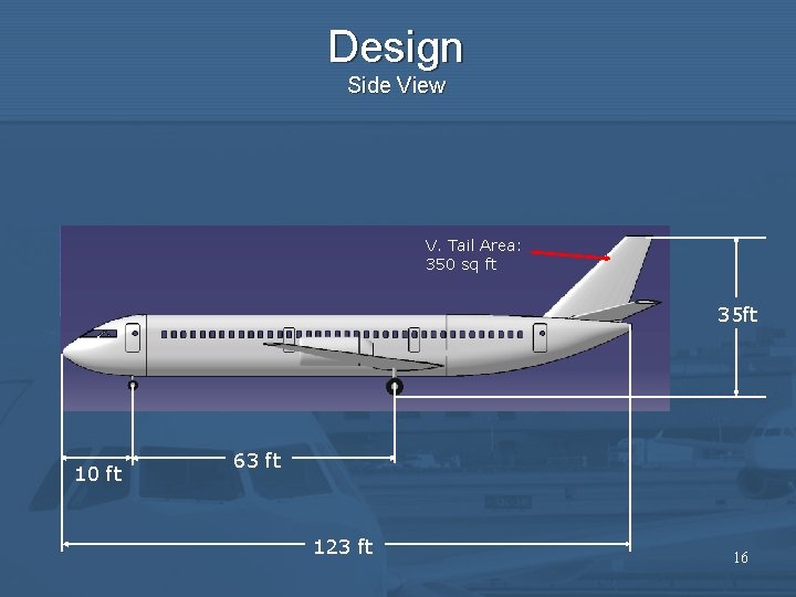 Design Side View V. Tail Area: 350 sq ft 35 ft 10 ft 63