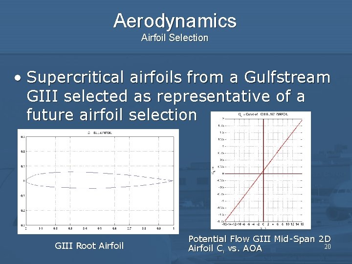 Aerodynamics Airfoil Selection • Supercritical airfoils from a Gulfstream GIII selected as representative of