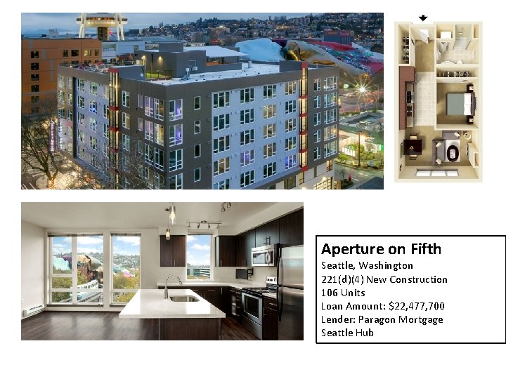 Aperture on Fifth Seattle, Washington 221(d)(4) New Construction 106 Units Loan Amount: $22, 477,
