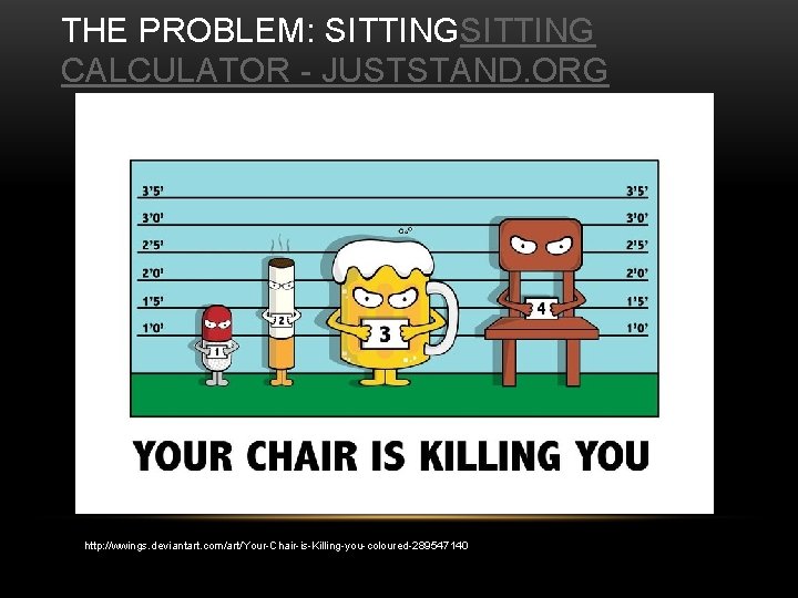 THE PROBLEM: SITTING CALCULATOR - JUSTSTAND. ORG http: //wwings. deviantart. com/art/Your-Chair-is-Killing-you-coloured-289547140 