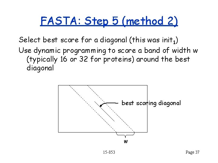 FASTA: Step 5 (method 2) Select best score for a diagonal (this was init