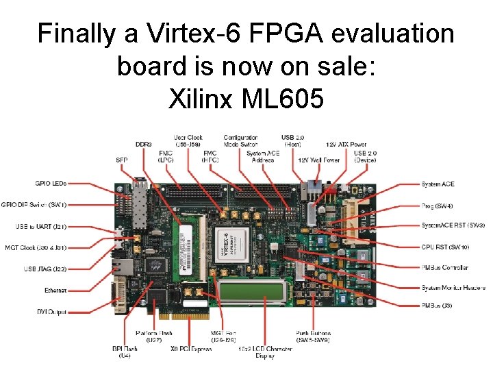 Finally a Virtex-6 FPGA evaluation board is now on sale: Xilinx ML 605 