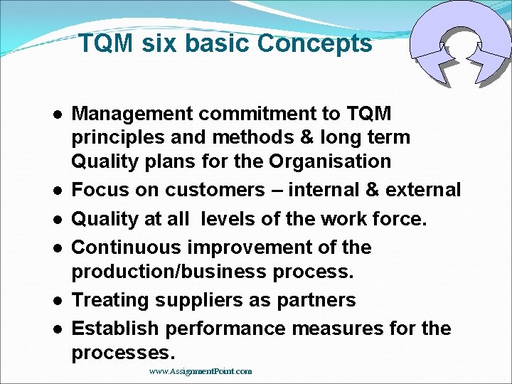 TQM six basic Concepts l l l Management commitment to TQM principles and methods TQM six basic Concepts l l l Management commitment to TQM principles and methods