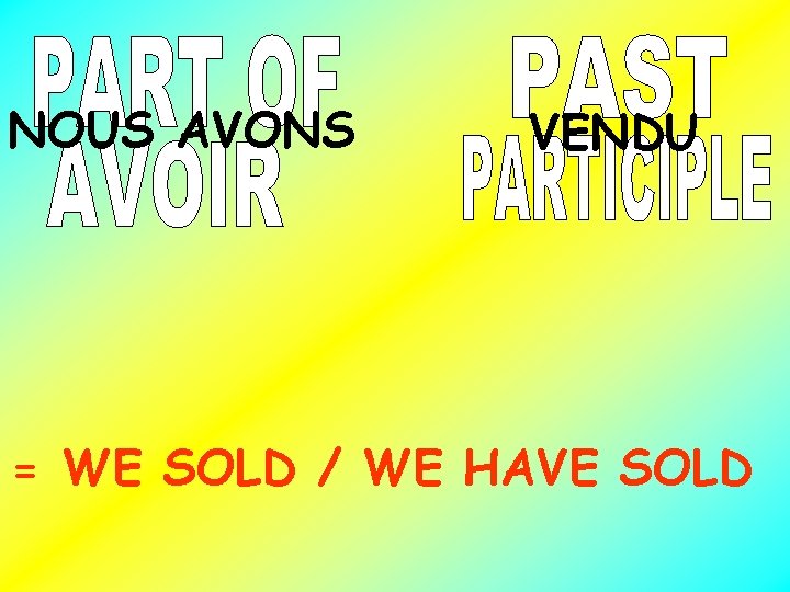 NOUS AVONS VENDU = WE SOLD / WE HAVE SOLD 