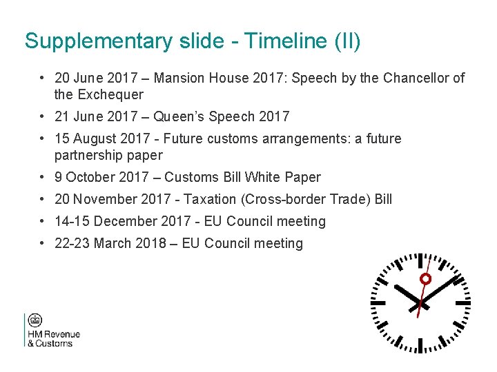 Supplementary slide - Timeline (II) • 20 June 2017 – Mansion House 2017: Speech