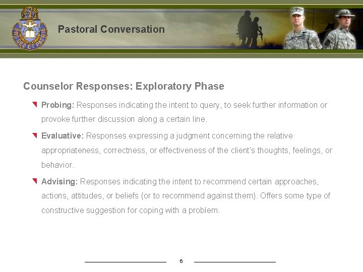 Pastoral Conversation Counselor Responses: Exploratory Phase Probing: Responses indicating the intent to query, to