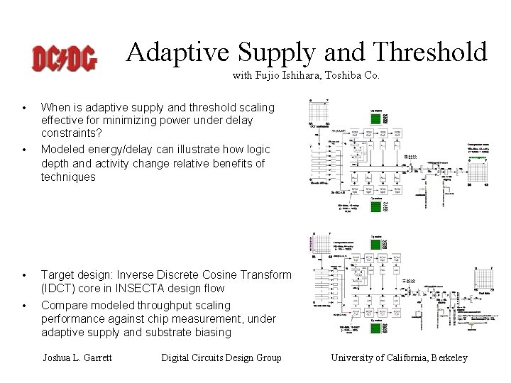 Adaptive Supply and Threshold with Fujio Ishihara, Toshiba Co. • • When is adaptive
