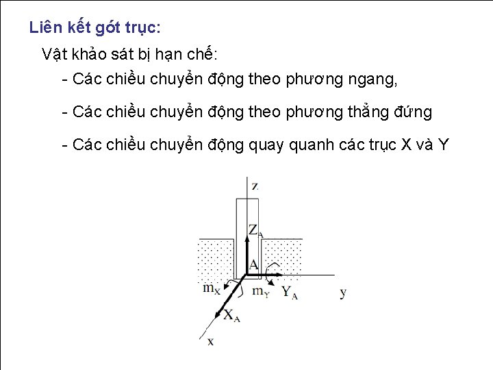 Liên kết gót trục: Vật khảo sát bị hạn chế: Các chiều chuyển động