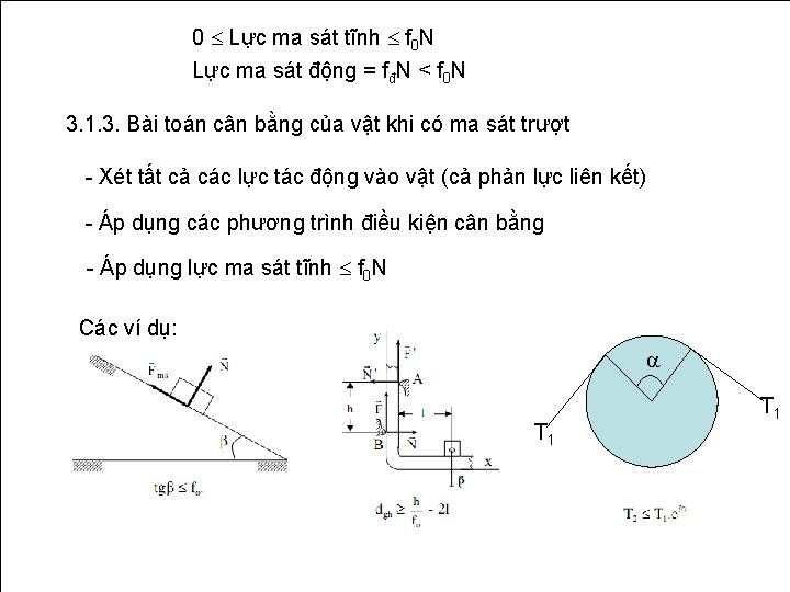 0 Lực ma sát tĩnh f 0 N Lực ma sát động = fđN