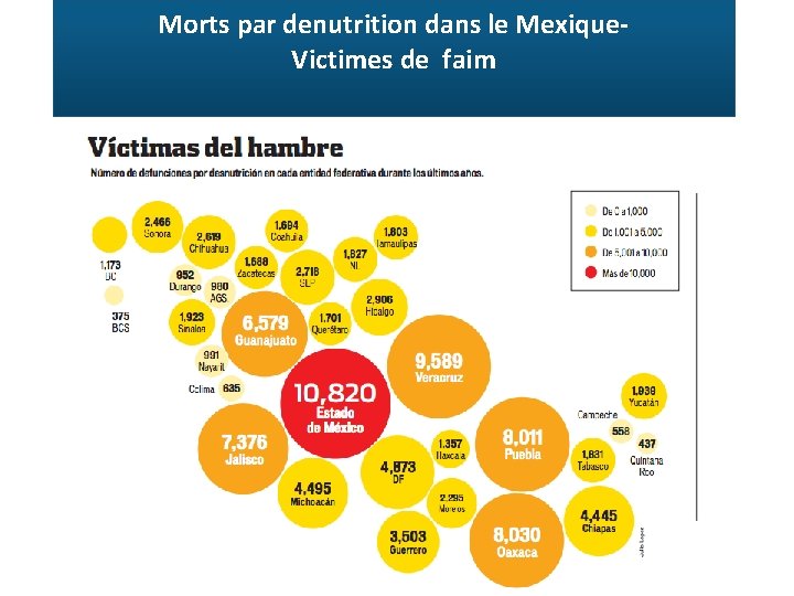 Morts par denutrition dans le Mexique. Victimes de faim 