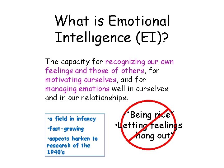 What is Emotional Intelligence (EI)? The capacity for recognizing our own feelings and those
