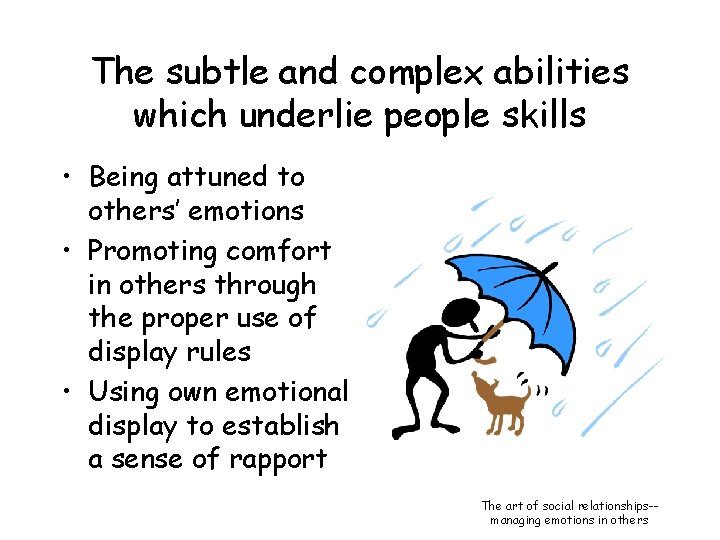 The subtle and complex abilities which underlie people skills • Being attuned to others’