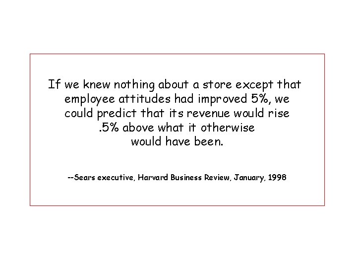 If we knew nothing about a store except that employee attitudes had improved 5%,