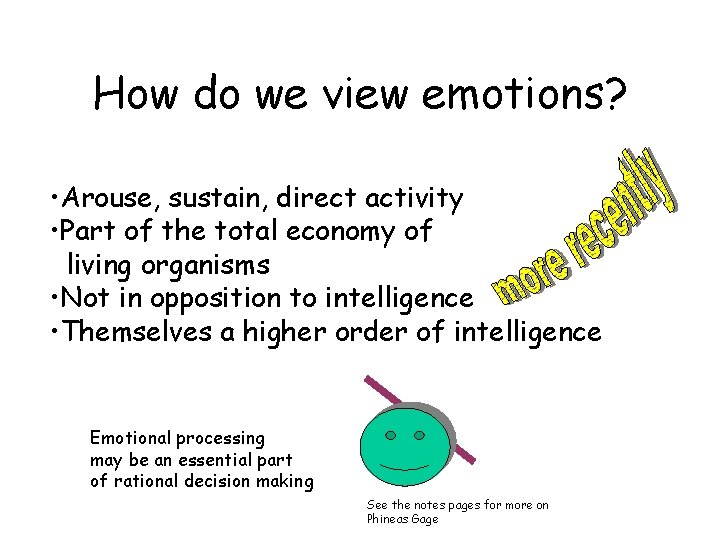 How do we view emotions? • Arouse, sustain, direct activity • Part of the